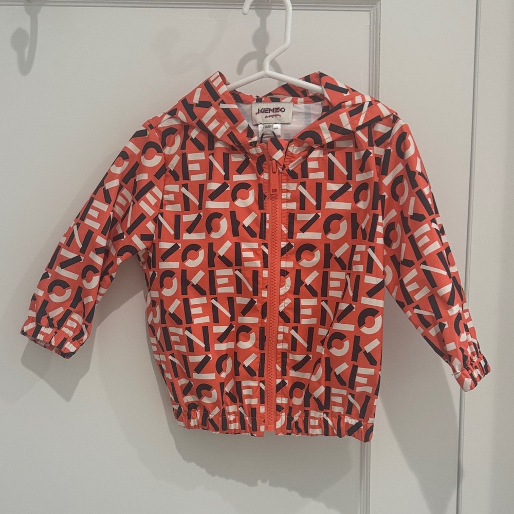 Kenzo Kids Orange and Black Logo Patterned Jacket size 2T